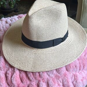 Classic Cream Fedora Hat with Black Band